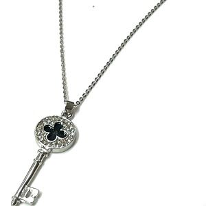 Victoria Leland Designs Elegant Silver and Black Key Pendant Necklace